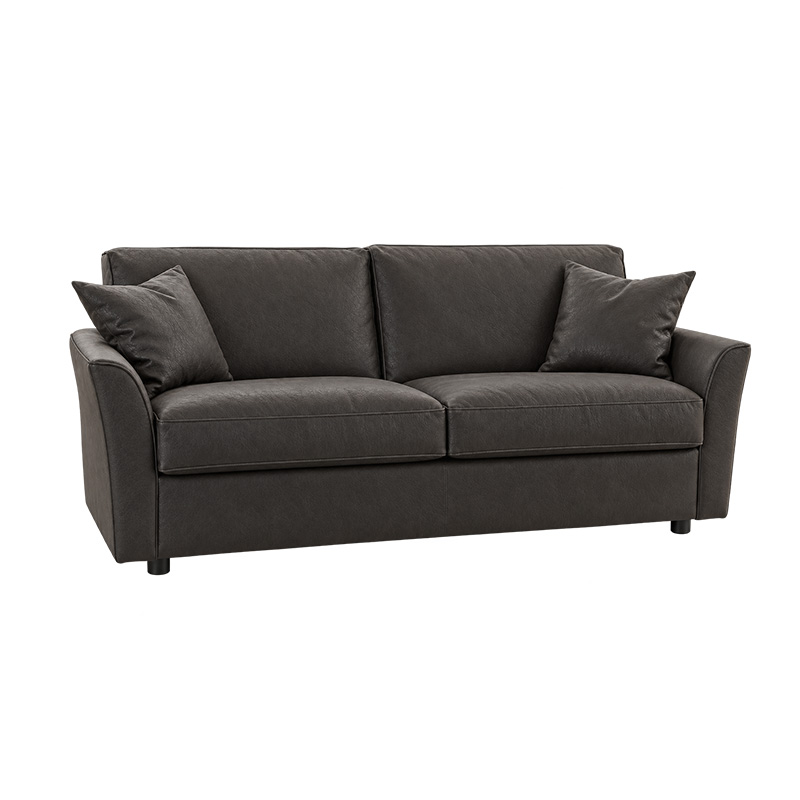 Bäddsoffa i svart skinn