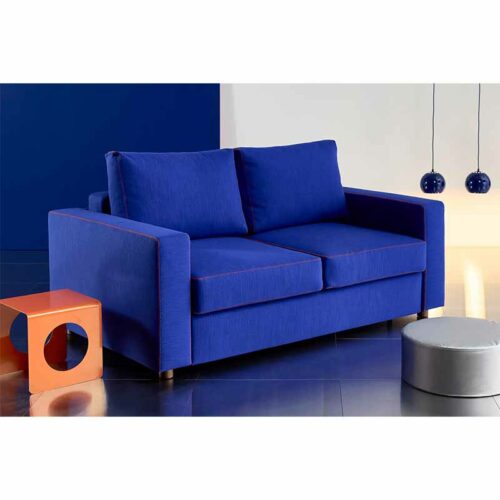 Neah X bäddsoffa i blått tyg.