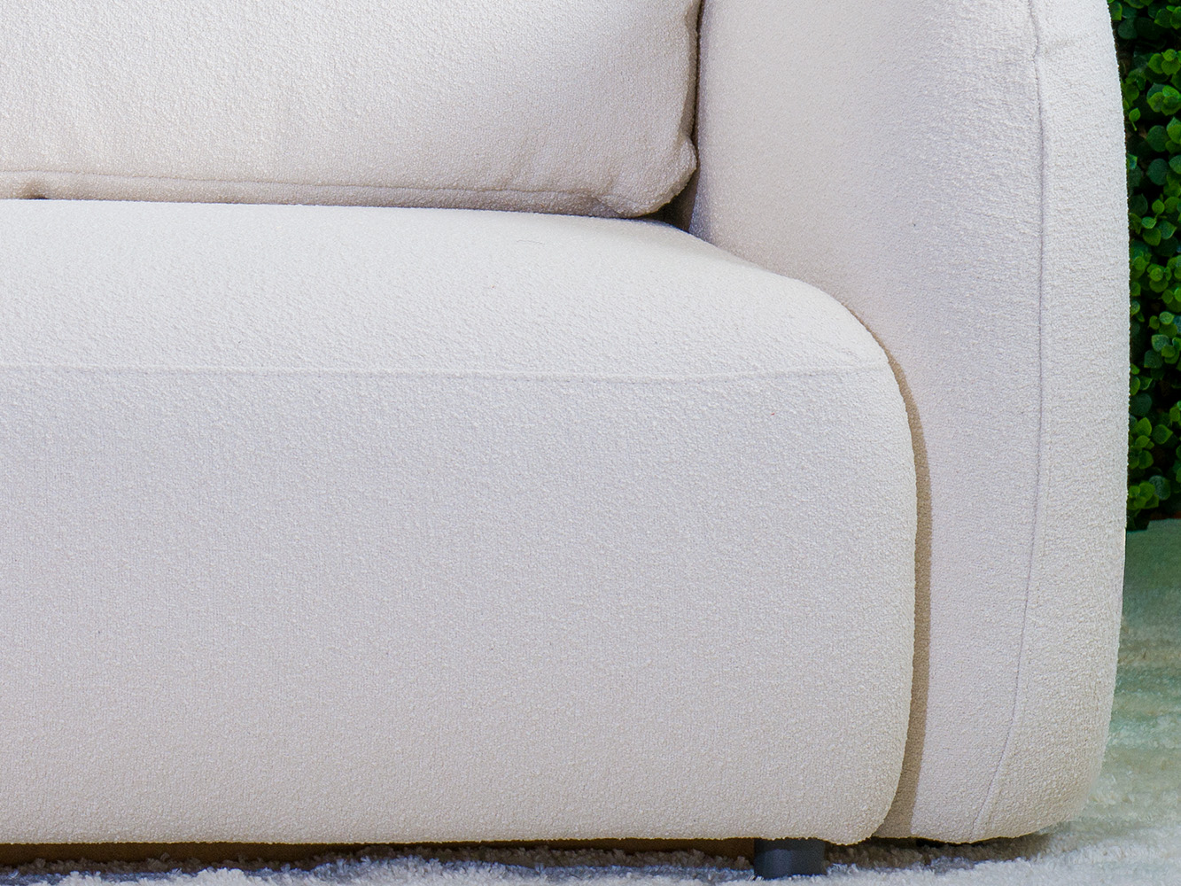 Luna bäddsoffa närbild boucle tyg