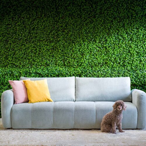 Snooza bäddsoffa i grönt tyg från varumärket 1969.