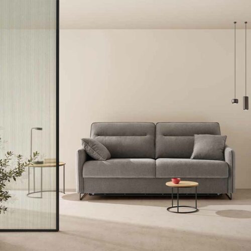 Chilli bäddsoffa i grått tyg.