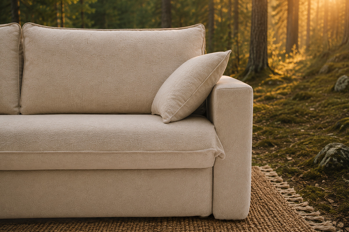 Nature 18 wide bäddsoffa i lino tyg.